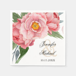 Servilleta De Papel Boda Romantic Pink Peonies