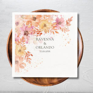 Servilleta De Papel Boda Romántica Botánica Jardín Floral Pastel