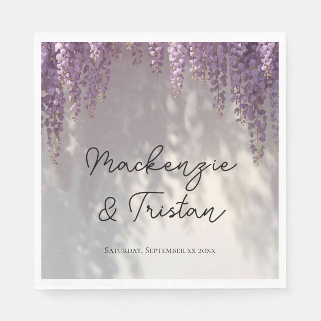 Servilleta De Papel Boda Romántica con Wisteria (Anverso)