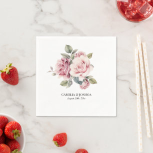 Servilleta De Papel Boda Romántica Elegante Chic Moderna Rosa