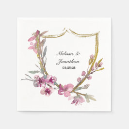 Servilleta De Papel Boda Romántica Floral de Flor de Cerezo Rosa