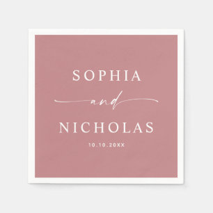 Servilleta De Papel Boda Romántica Minimalista con Letra Script Rosa