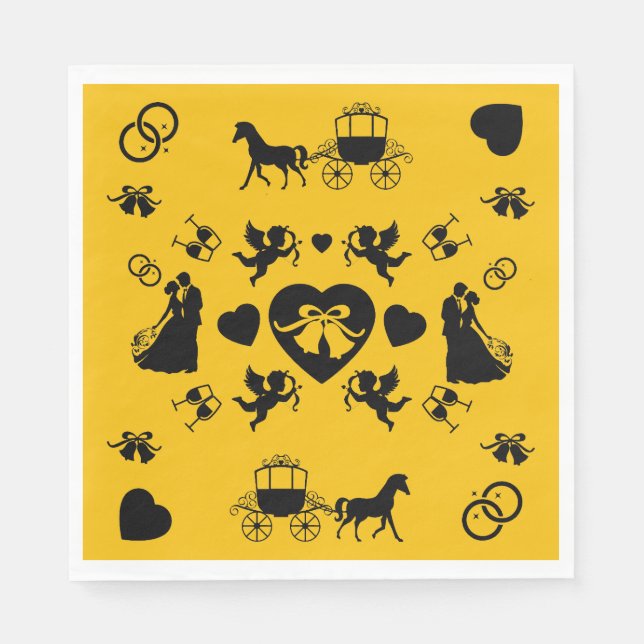 Servilleta De Papel Boda Romántico De Caballos Y Carros (Anverso)