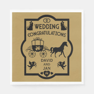 Servilleta De Papel Boda Romántico De Caballos Y Carros