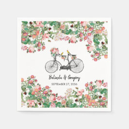 Servilleta De Papel Boda Romántico de Flores de Bicicleta Vintage y Av