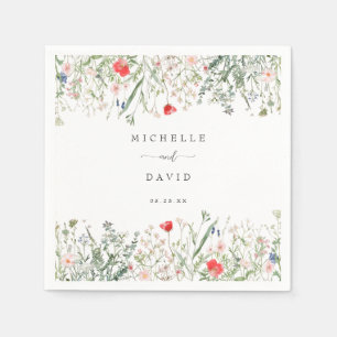 Servilleta De Papel Boda Romántico de Flores Silvestres