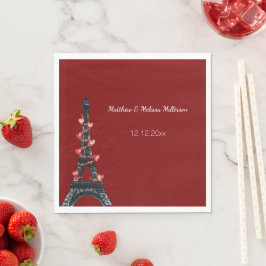 Servilleta De Papel Boda Romántico de los corazones rojos de la Torre