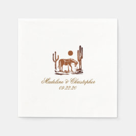 Servilleta De Papel Boda romántico de Western Dark Brown