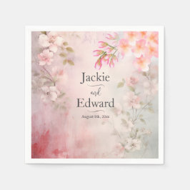 Servilleta De Papel Boda Romántico Floral Rosa