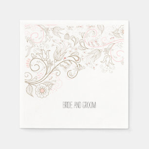 Servilleta De Papel Boda romántico floral rosada Rubor