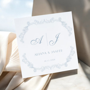 Servilleta De Papel Boda romántico floral vintage azul turbio