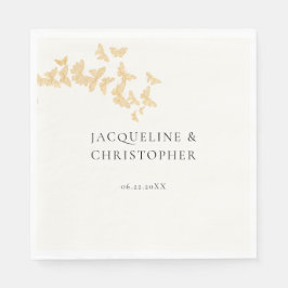 Servilleta De Papel Boda romántico moderno de las mariposas de oro de 