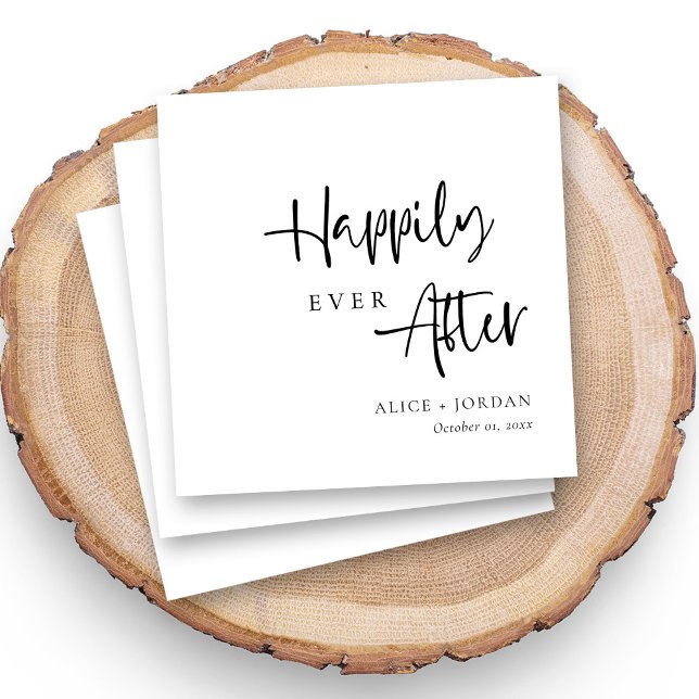 Servilleta De Papel Boda romántico romántico negro y blanco personaliz (Romantic black script napkins for personalized weddings)