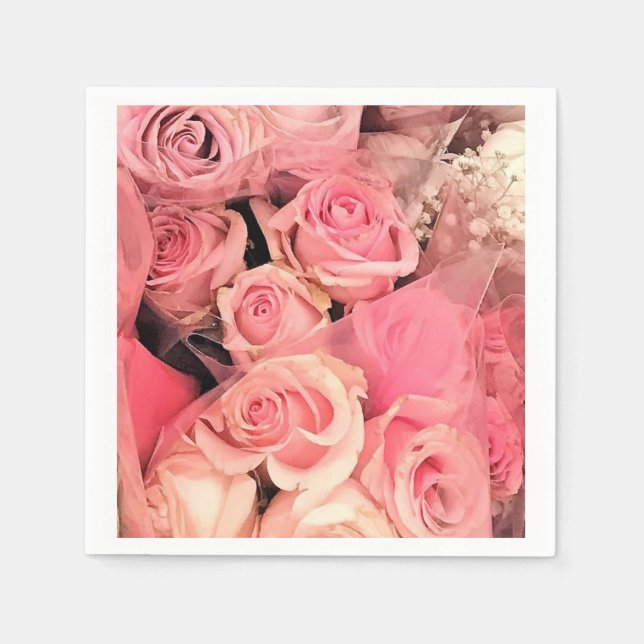 Servilleta De Papel boda romántico rosa rosado coctail servilletas (Anverso)