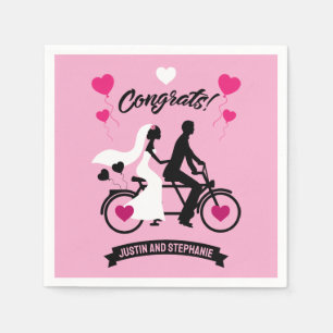 Servilleta De Papel Boda Romántico Y Compromiso En Ciclismo
