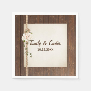 Servilleta De Papel Boda Rope Knot Sobre La Madera