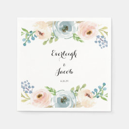 Servilleta De Papel Boda rosa azul y azul turbio y Rubor