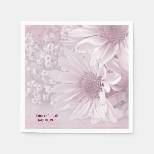 Servilleta De Papel Boda rosa Daisy Bouquet (Anverso)