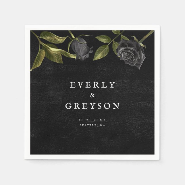 Servilleta De Papel Boda Rosa de Halloween oscuro (Anverso)