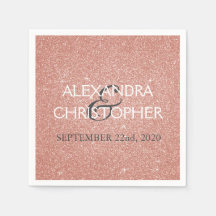 Boda Rosa de oro Rubor Purpurina rosa Napkins