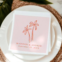 Servilleta De Papel Boda rosa de palmeras dibujadas a mano