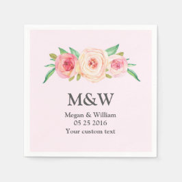 Servilleta De Papel Boda rosa Floral Rubor Napkin