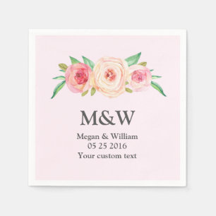 Servilleta De Papel Boda rosa Floral Rubor Napkin