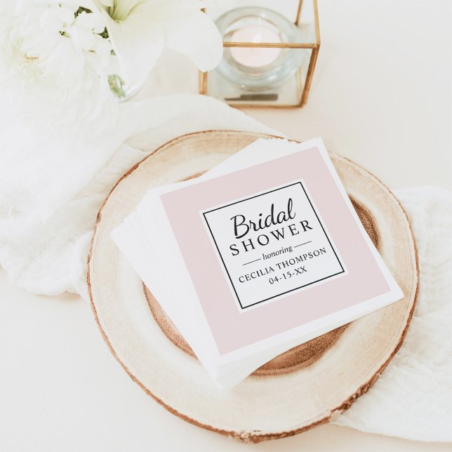 Servilleta De Papel Boda rosa pálido elegante y moderno ducha de novia (Subido por el creador)