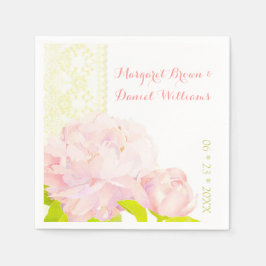 Servilleta De Papel Boda Rosa Peony Ivory Faux Lace