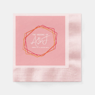 Servilleta De Papel Boda rosa rosa naranja brillante amanecer rojo 