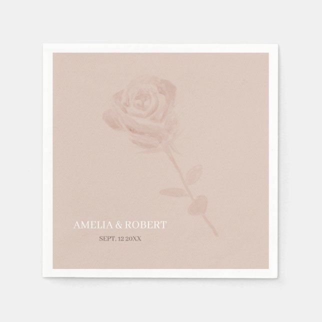 Servilleta De Papel Boda rosa Rubor sutil y moderno (Anverso)