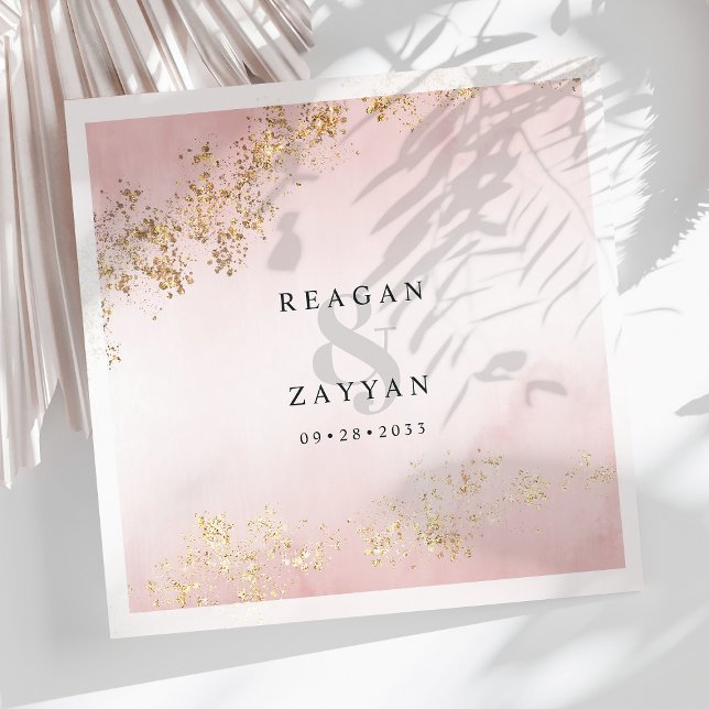 Servilleta De Papel Boda Rosa Sonrojo y Dorado (Subido por el creador)