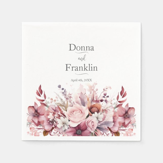 Servilleta De Papel Boda rosado Rosa moderno (Anverso)