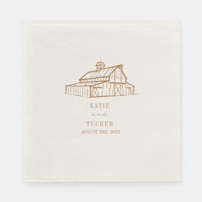 Servilleta De Papel Boda Rustic Barn Goldenrod (Anverso)