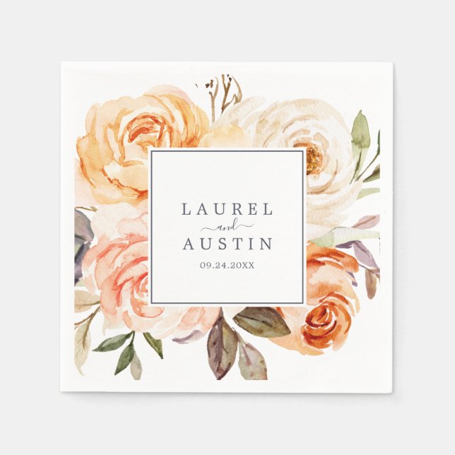 Servilleta De Papel Boda Rustic Earth Florals (Anverso)