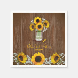 Servilleta De Papel Boda Rustic Sunflower and Mason Jar