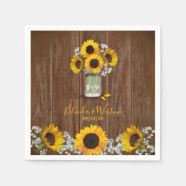 Servilleta De Papel Boda Rustic Sunflower and Mason Jar