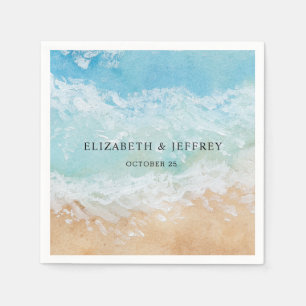 Servilleta De Papel Boda Rustic Watercolor Summer Sea Beach