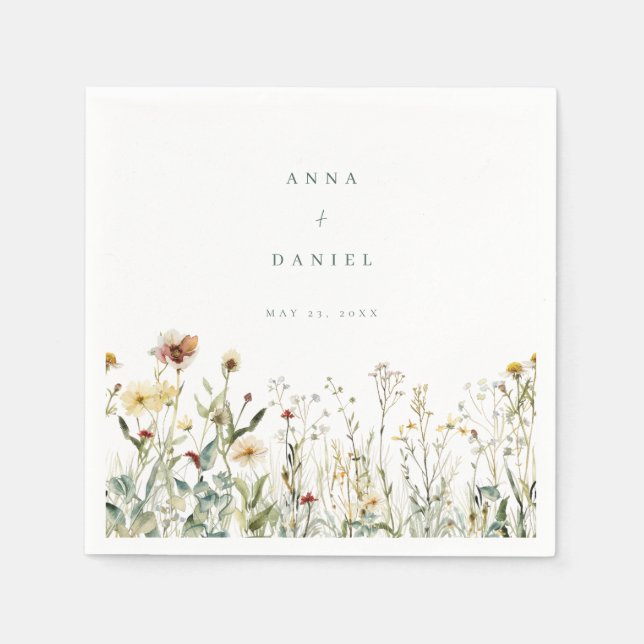 Servilleta De Papel Boda Rustic Wildflower Meadow (Anverso)
