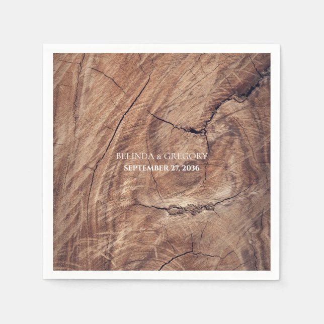 Servilleta De Papel Boda Rustic Wood (Anverso)