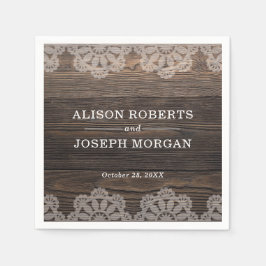 Servilleta De Papel Boda Rustic Wood Lace