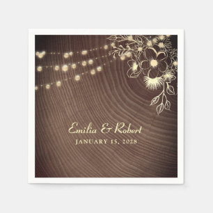 Servilleta De Papel Boda Rustic Wood String Lights