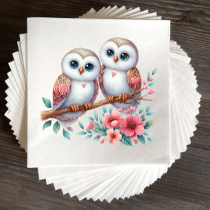 Servilleta De Papel Boda Rústica Bohemiana de Búhos Bosque Campestre