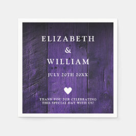 Servilleta De Papel Boda Rústica Bohemiana de Madera Morada en el Gran