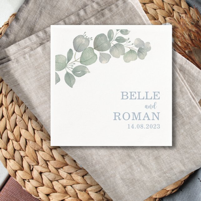 Servilleta De Papel Boda Rústica Boho con Follaje de Eucalipto (Subido por el creador)