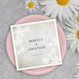 Servilleta De Papel Boda Rústica Boho de Margaritas Blancas Simples