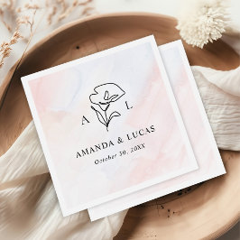 Servilleta De Papel Boda Rústica Botánica Simple