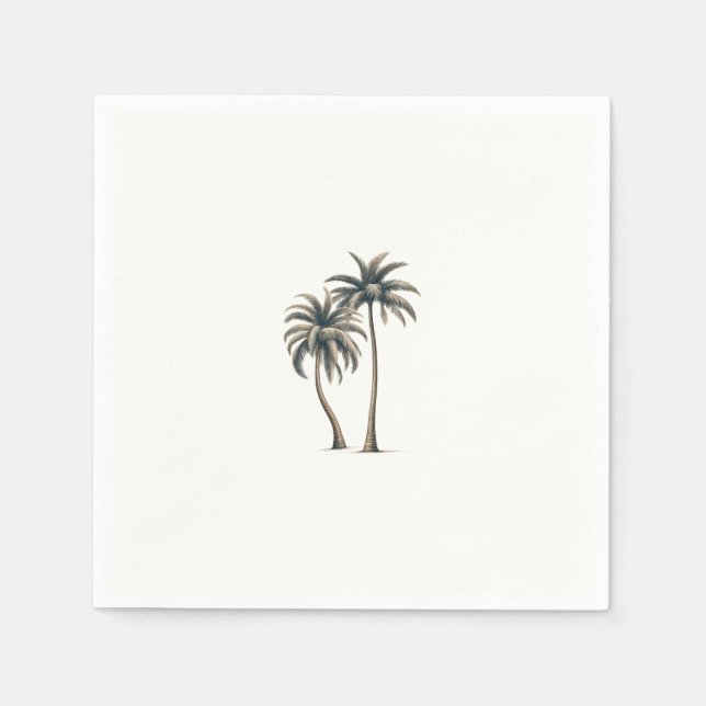 Servilleta De Papel Boda Rústica Costera con Palma Tropical (Anverso)
