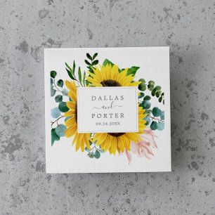 Servilleta De Papel Boda Rústica de Girasoles y Eucalipto