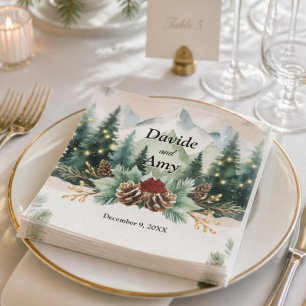 Servilleta De Papel Boda rústica de invierno en la montaña  Piñas